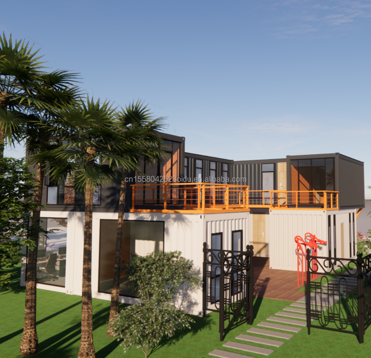 EU 20ft Container Combination Hotel Mobile Wooden House Modern Simple Style Galvanized Steel Bending 180g Steel Frame
