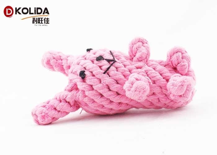 Pink Color Pet Toys , Tug Rope For Dogs 6 x 16cm For Aggressive Chewers