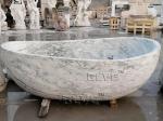 Freestanding Marble Bathtub Natural Stone Carrara Hand Carving