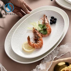 Quality 10&quot; Cream White Porcelain Appetizer Plates Shabby Chic Savall Porcelain Oval Plates wholesale