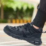 Industrial Safety Flying Knit And Microfiber Work Shoes With Steel Toe For