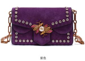 Quality Polished Leather Single Womens Shoulder Handbags , Honeybee Fashion Rivets Handbag wholesale