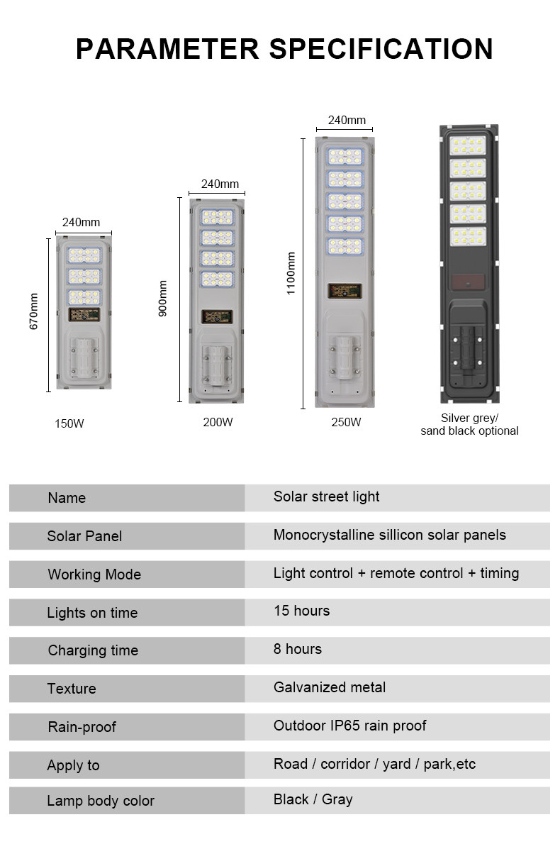 Outdoor 180lm/W Pathway Solar Street Garden Lights with 2160lm±5% Lumen