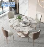 Turntable Marble Round Dining Table For 4 Light Luxury