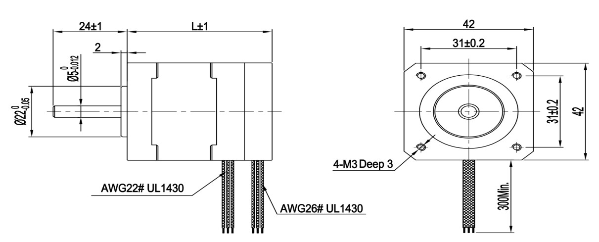 42mm Square 3 Phase 24V Brushless DC Motor bldc motor 24 volt 12 Slots
