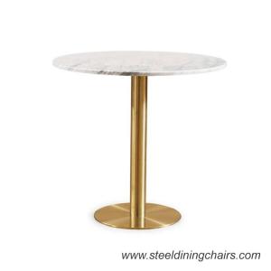 Quality Furniture Restaurant Round SGS ss201 White Marble Top Coffee Table wholesale