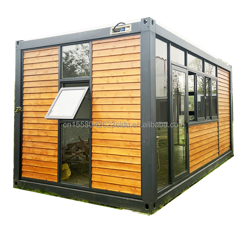 20ft Container Office with Toilet Prefab House Wooden Container Houses Galvanized Steel Bending 180g