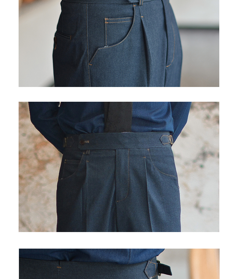 Support 7 Days Sample Order Lead Time Waisted Vintage Twill Denim Pants for Men Suit