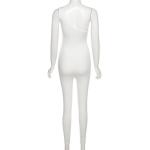 Skinny Hollow Out Women Bodycon Jumpsuit , Casual White One Shoulder Jumpsuit