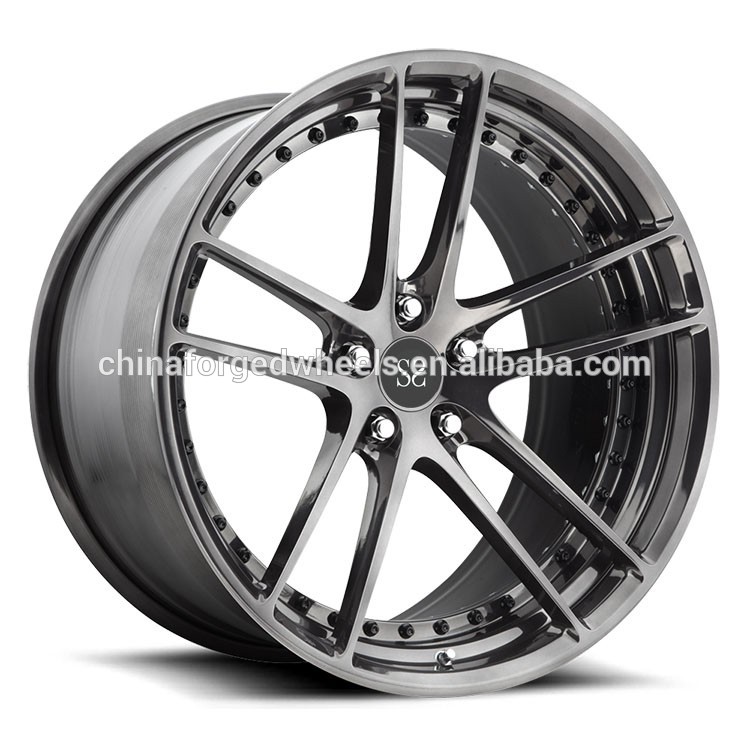 Gloss Black Customized Alloy Rims For Ferrari 458 / 21inch 2-PC Forged Rims