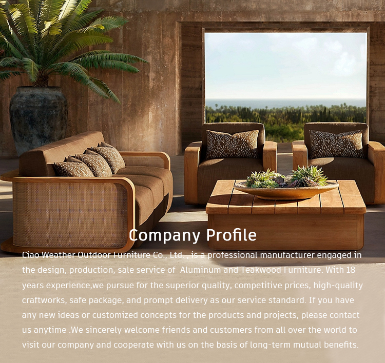 Customized Color Teak Garden Sofa Set for Modern Design Style Outdoor Furniture in Luxury Hotels