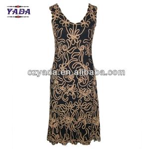 Quality Black sleeveless vest embroidery floral dress womens tshirt silm western dresses for sale wholesale
