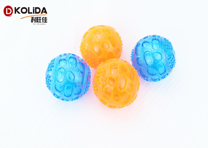 Flasing Floats Bright TPR Bouncy Pet Toys Light Up Dog Ball Orange / Blue