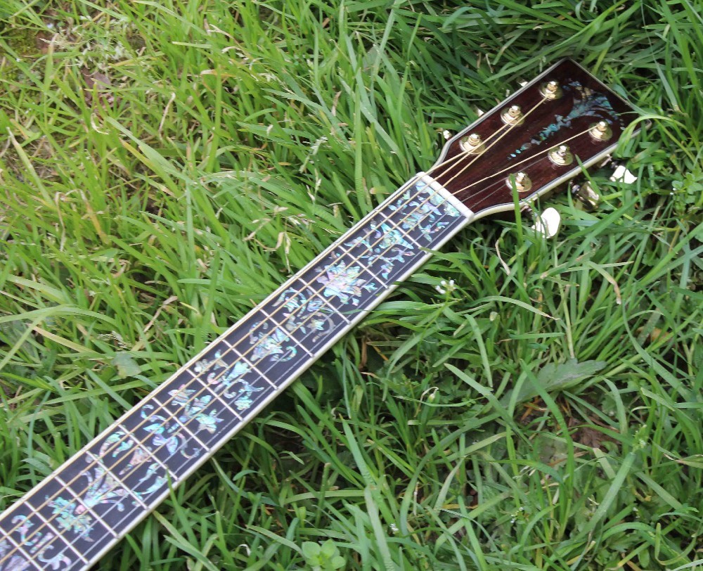 2020 New Handmade Cutaway Deluxe KOA Acoustic guitar solid koa wood with 100% all abalone inlay electric acoustic guitar