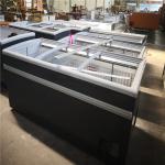 Supermarket glass sliding door chest single temperature island display deep