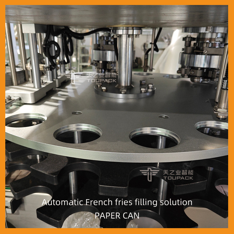 Automatic Vacuum Potato Chips Tin Canning Machine Puffed Food Weighing And Filling System