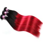 Soft 7A Ombre Brazilian Virgin Hair 1B / Red Ombre Straight Hair 3 Bundles For