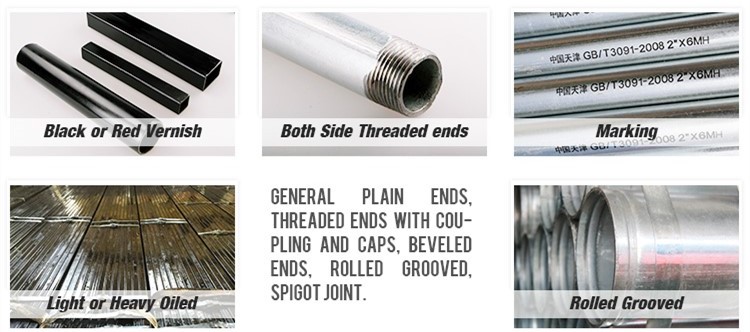 Manufacturer ERW Welded Steel Pipe Iron Black Tube Gi Galvanized Steel Pipe For Construction