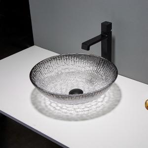 Quality Modern Crystal Wash Basins Gradient Black Modern Glass Vessel wholesale