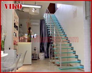 Quality Floating Staircase VK42S Floating Stair Tempered GlassLED Light strip, Stringer: 5mm+5mm(Thickness), Dia 6mm Steel Cable wholesale