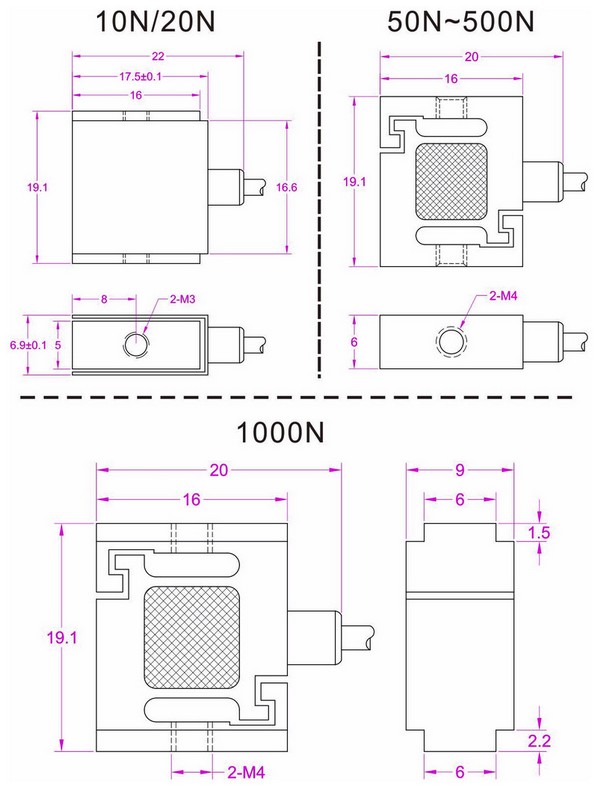 1kg tension load cell 10N