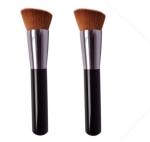 Black Wooden Handle Single Makeup Brush Soft Dense Synthetic Hair