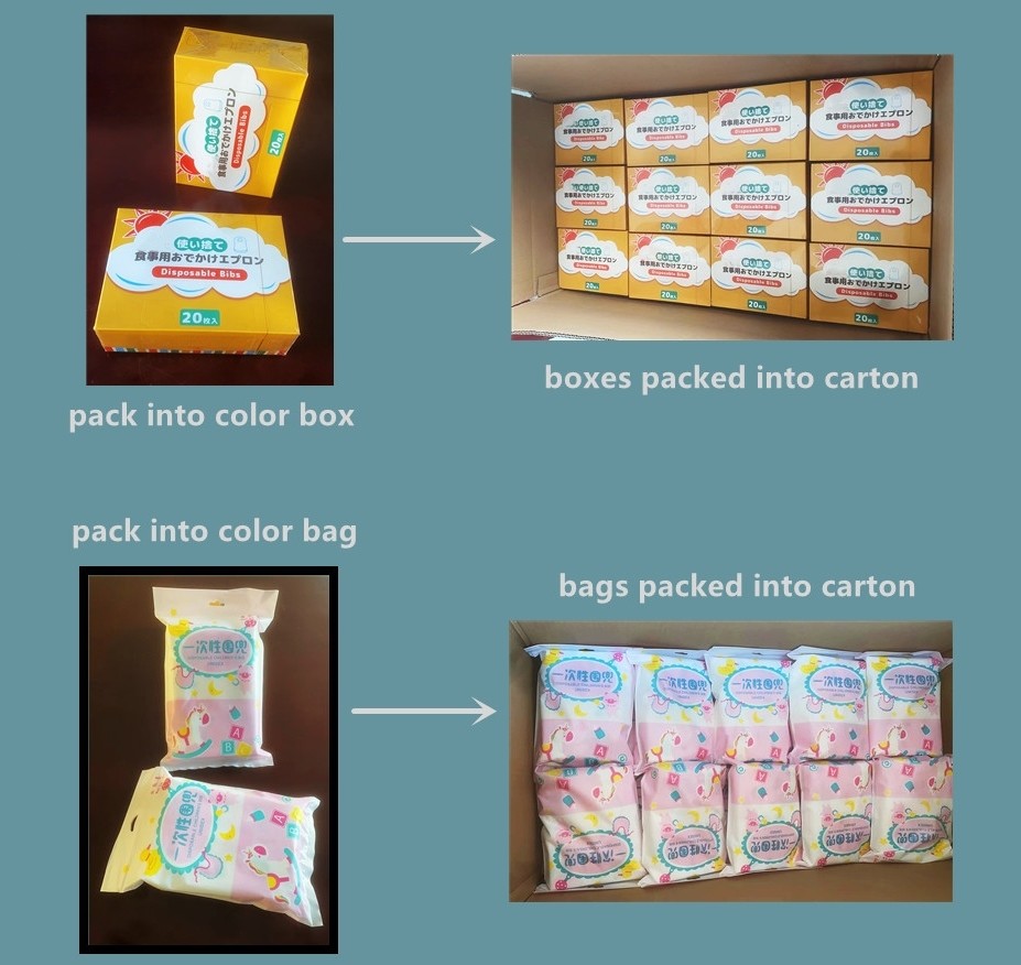 BPS BPA Free Custom Disposable Bibs Soft Care Dryness Sensitive Skin Anti Slip