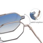 Polygon Magnetic Clip On Optical Glasses Metal Frame Sunglasses