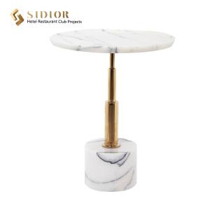 Quality White Natural Marble Top Movable Coffee Table 50cm Classic Style wholesale