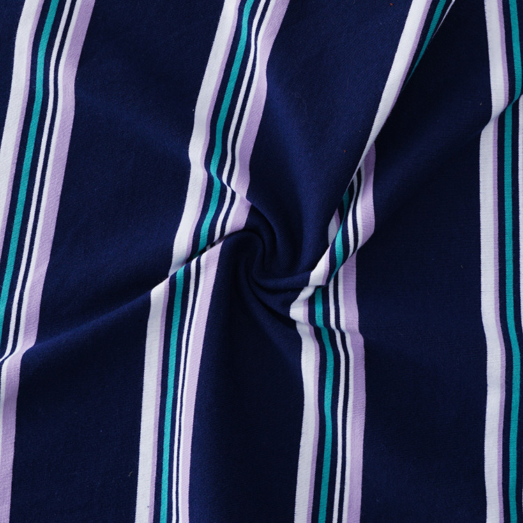 Moisture Absorption And Healthy Breathable Striped Knit Fabric For T-Shirt