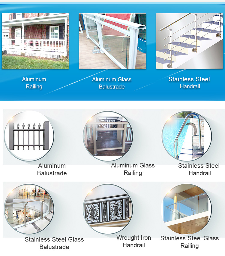 Metal Building Balcony Railing Tempered Double Glazed Aluminium Iron Baluster