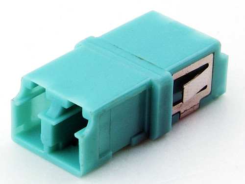 Fiber optic LC Duplex adapter with SC footprint reduced flanged,singlemode,mutimode