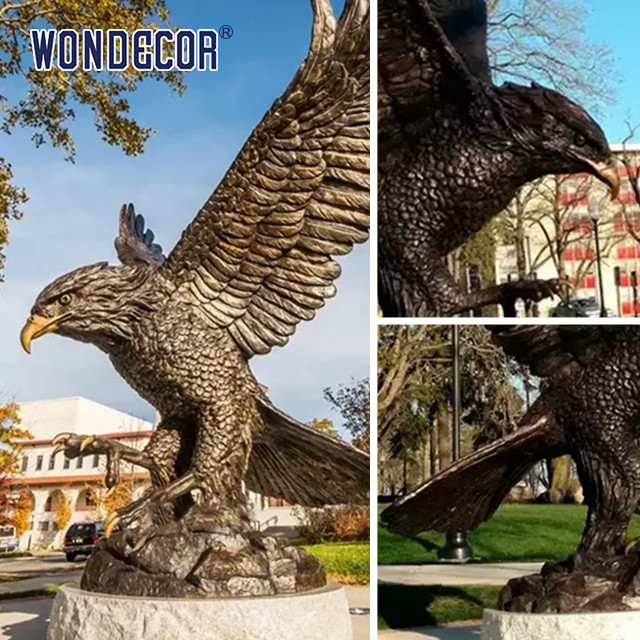 Winged Eagle Carving Bronze Statues Sculpture Artistic