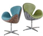 Modern Leather Swan Chair With Art Paint Back