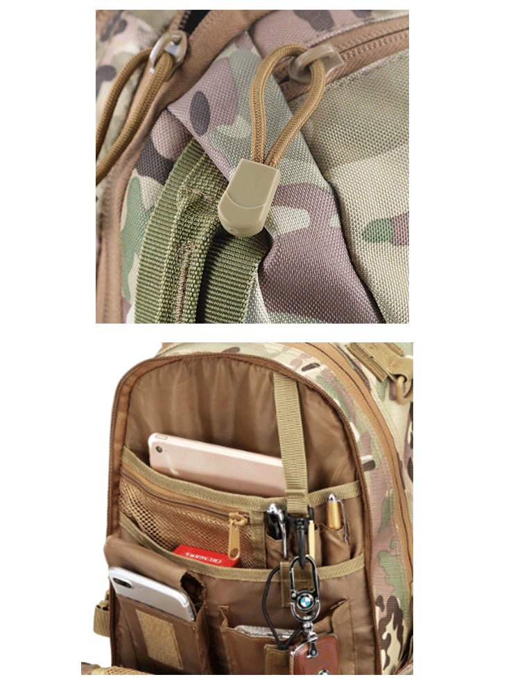 Outdoor Training Waterproof Backpack with Molle System and Physiological Curve Back