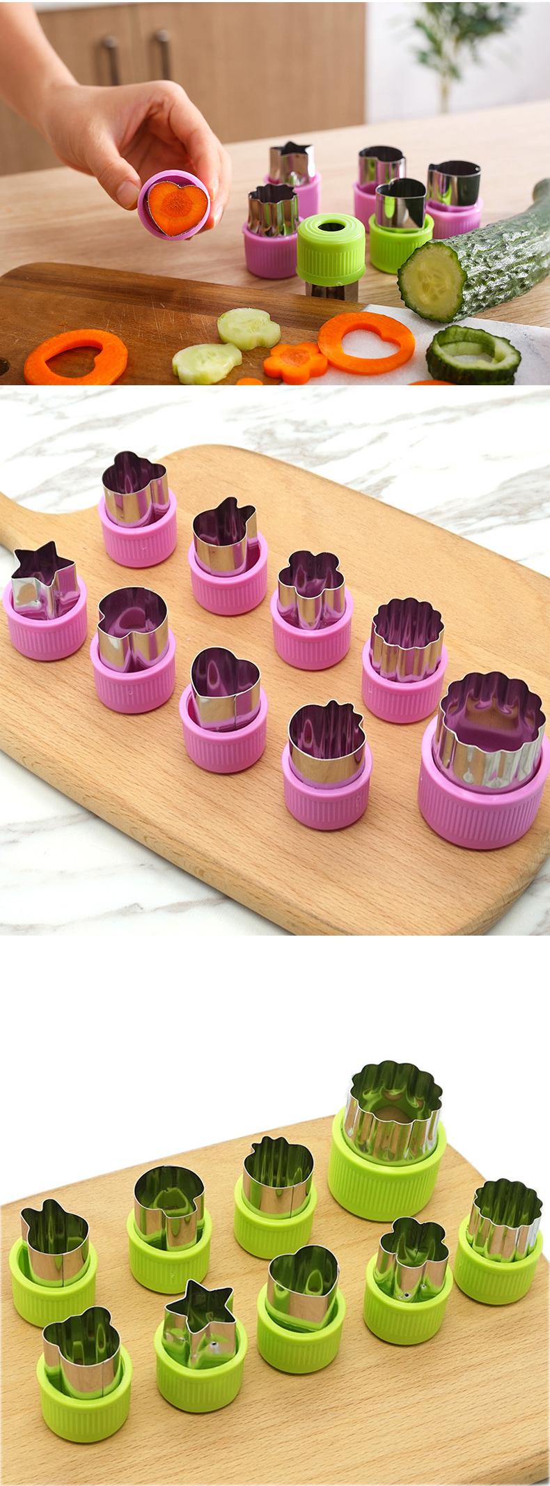 9 Pieces Kids Cartoon Mini Animals Shapes Fruit And Cookie Stamps Mold Vegetable Cutter Set