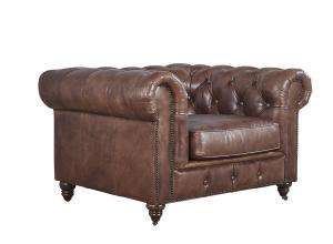 Quality Chesterfield High Back Leather Armchair Dark Tan Brown Color Soft Sponge wholesale
