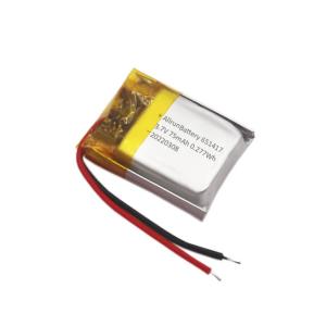 Quality Thin IoT Battery Pack Rechargeable Custom 3.7 V 75mAh LiPo Battery 651417 wholesale