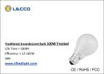 Frosted Glass Cover Traditional Incandescent Light Bulbs 100 Watt 12 LM / W