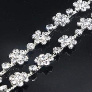 Quality Silver Copper Plated Diamond Rhinestone Necklace Welded Flower Shape wholesale