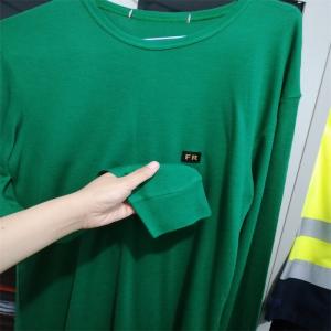 Quality Green 5.5oz Protective FR Long Sleeve T Shirts Cotton Knitted wholesale