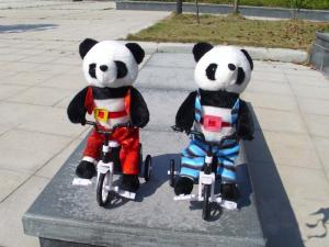 Quality 100% PP Cotton Musical Plush Toys , Electronic Bicycle Animal Panda Soft Toy wholesale