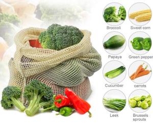 Quality ISO9005 Reusable Cotton Grocery Bags Mesh Produce Bags With OEM Logo wholesale