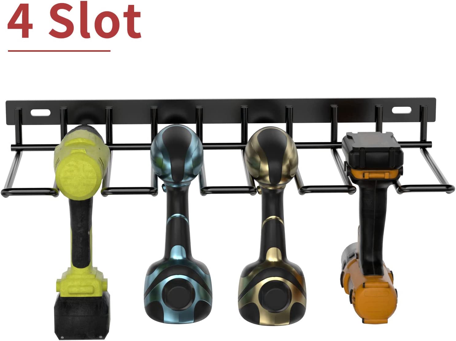 5 Drill Holders Wall Mount Metal Shelf Heavy Duty Steel Power Tool Storage for Garage