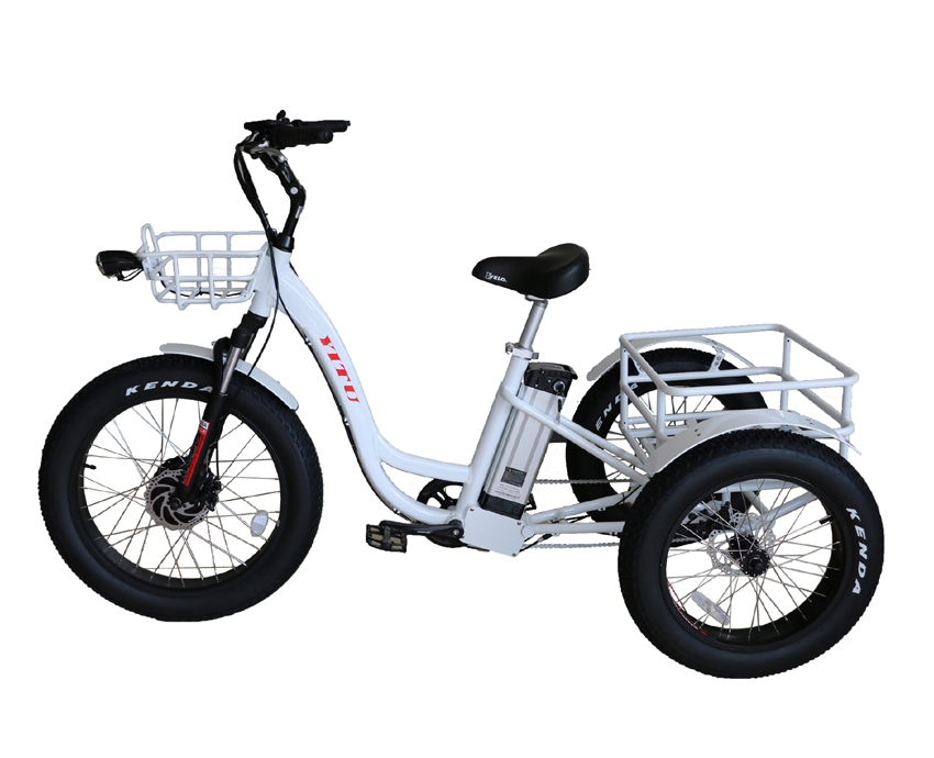 Aluminum Alloy Frame 48V 500W 3 Wheels Electric Cargo Tricycle with 24"x4.0 Fat Tires