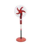 Plastic AC / DC 12V Brush Motor Solar Floor Fan 16 Inch With Led Lights And
