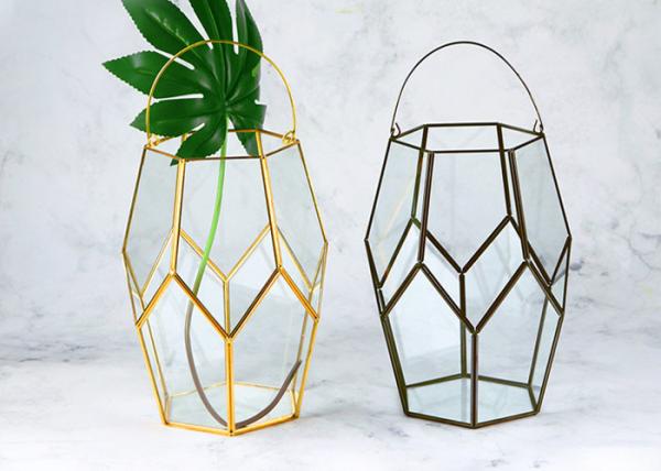 Glass lantern copper artfact large size wind lamp spot glass retro candle holder
