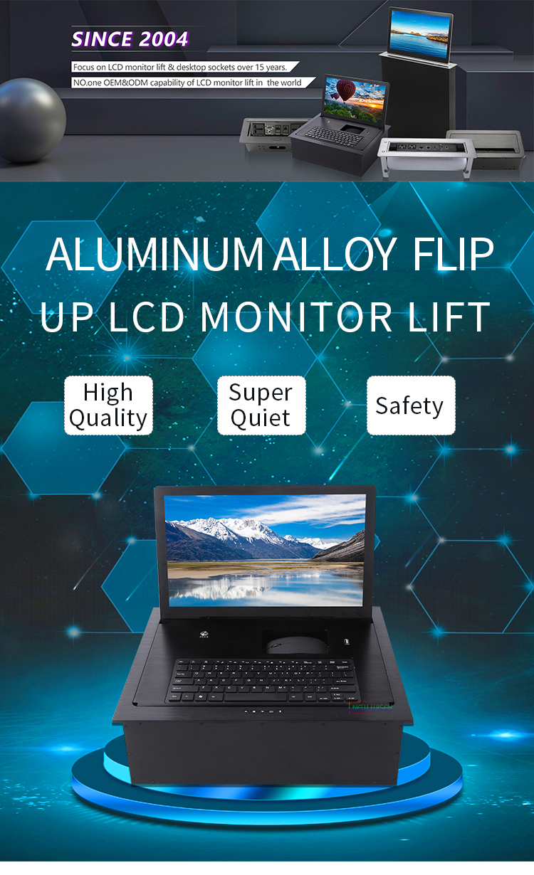 Electric Flip Up Monitor Folding Laptop Screen For Corporate Meetings