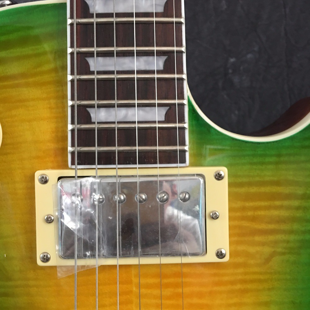 LP Custom Electric Guitar, Head and Body with Flaming Maple top
