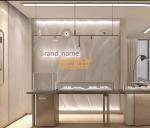 Curved Commercial Jewellery Display Cases Stainless Steel Golden Style